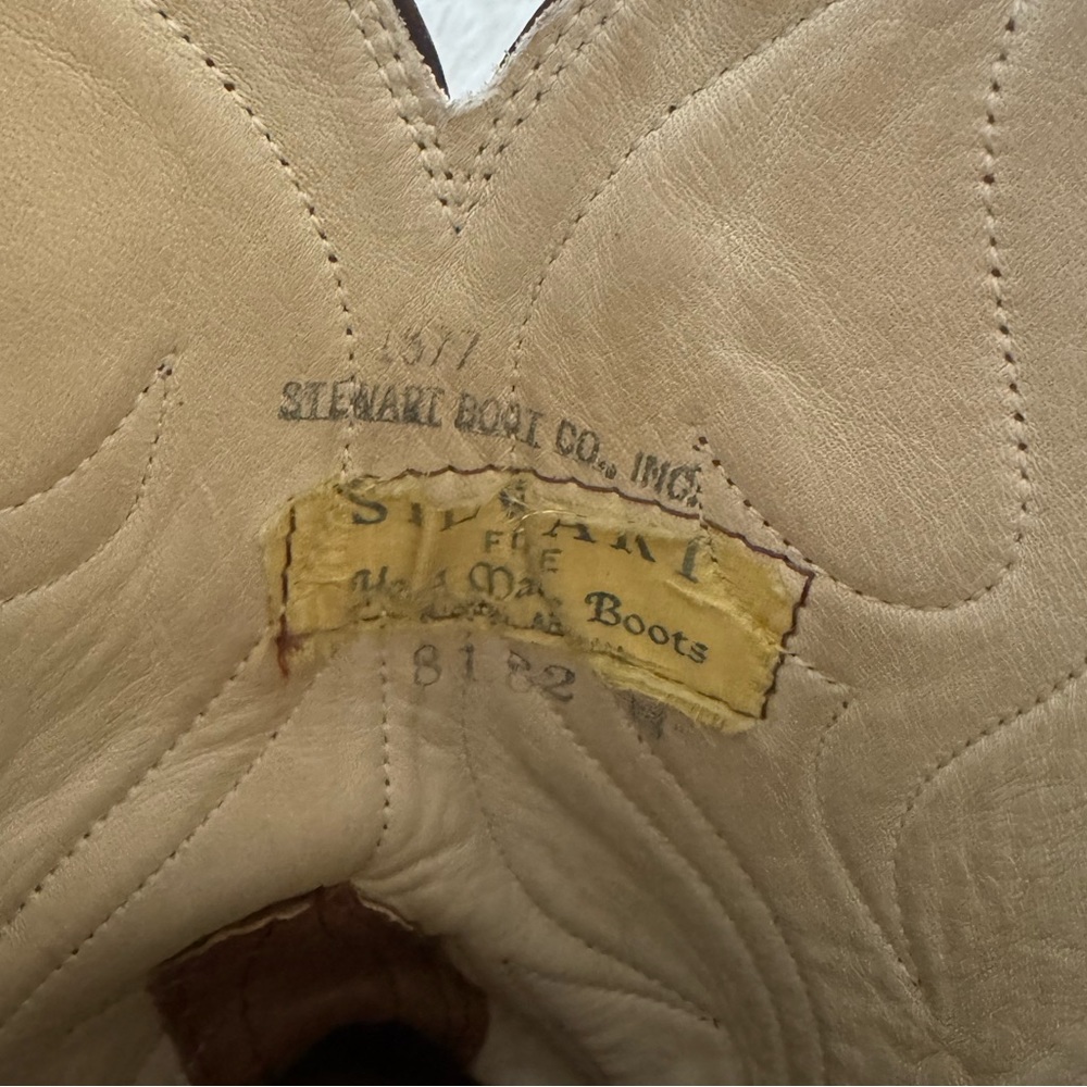 1977 Stewart Boot Inc Authentic Leather Cowboy Boots - Picture 9 of 10